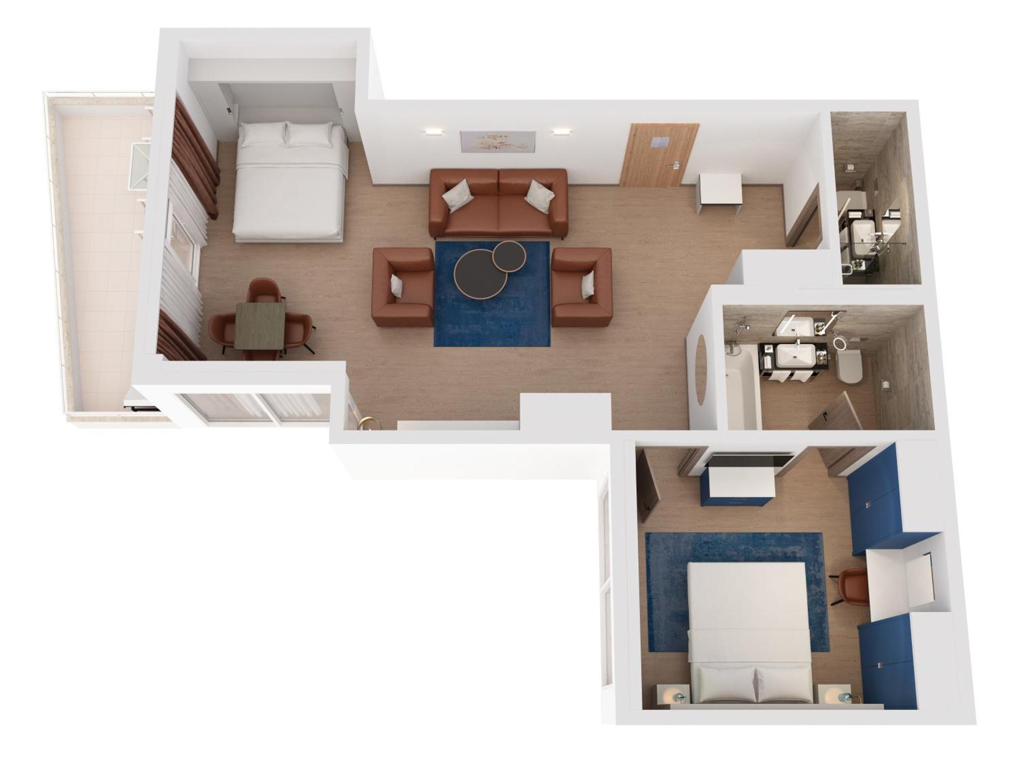 Hilton Rijeka Costabella Beach Resort And Spa Eksteriør bilde A 3D floorplan of a typical hotel room