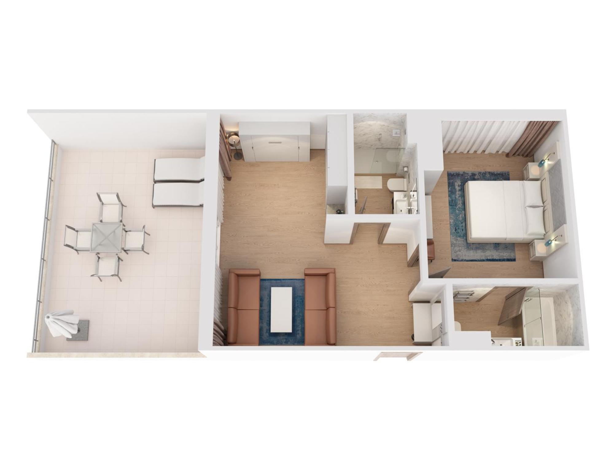 Hilton Rijeka Costabella Beach Resort And Spa Rom bilde 3D floor plan of a hotel room