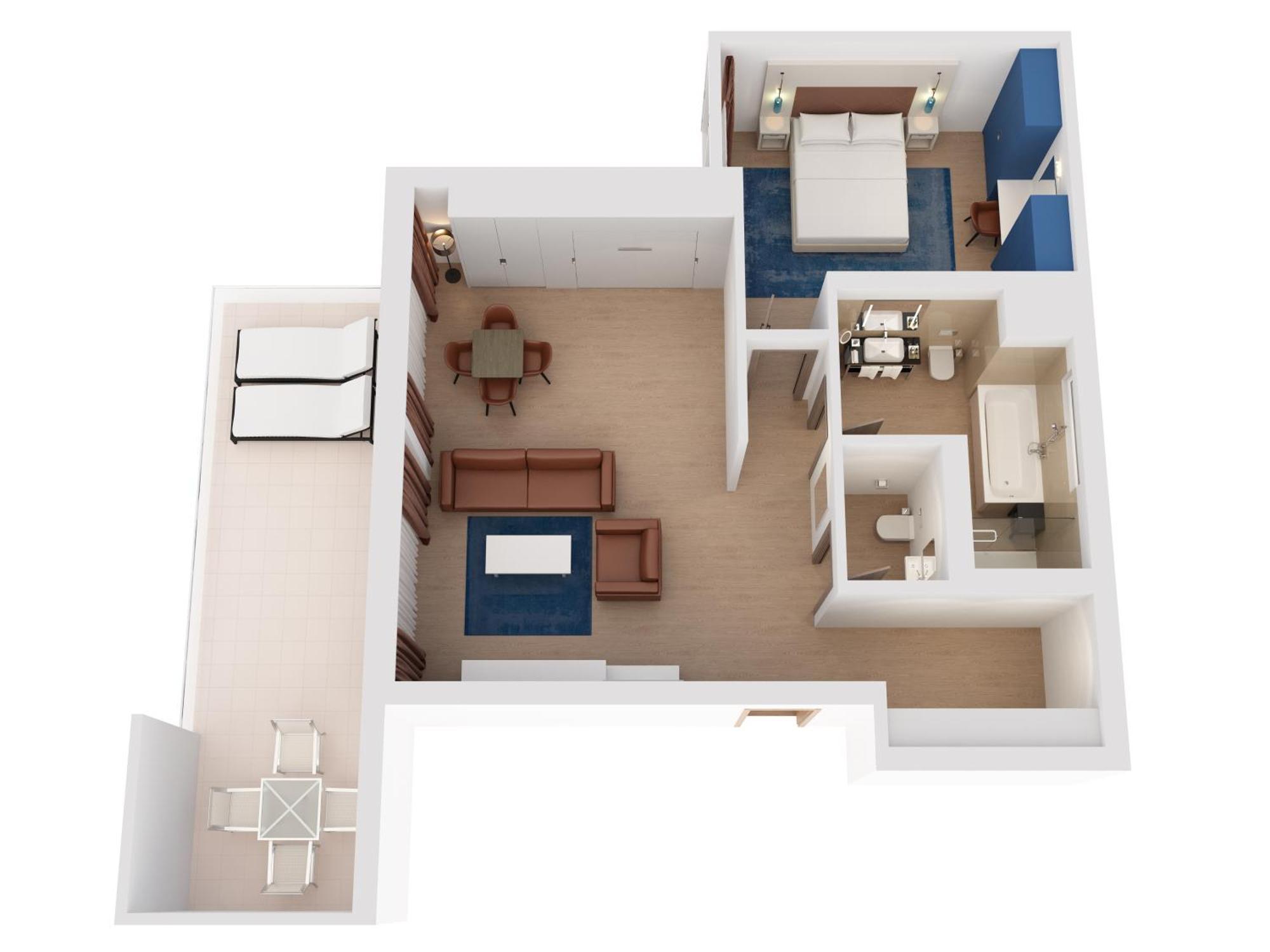 Hilton Rijeka Costabella Beach Resort And Spa Rom bilde A 3D floor plan of a hotel room